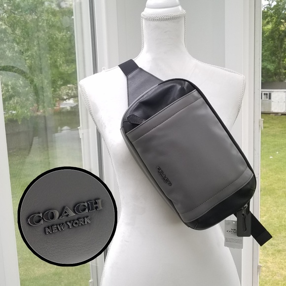 Coach Graham Leather Utility Gray/Black Bling Bag - Picture 2 of 5